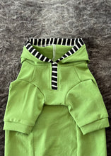 Charger l'image dans la galerie, Chandail long à capuche Henley - Vert &amp; rayé