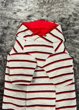 Charger l'image dans la galerie, Hoodie de coton - Rayé rouge-marine &amp; gris