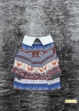 Charger l'image dans la galerie, Chandail long col chemise - Effet tricot bleu et gris