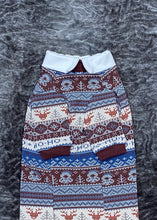 Charger l'image dans la galerie, Chandail long col chemise - Effet tricot bleu et burgundy