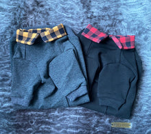 Charger l'image dans la galerie, Chandail long col chemise - Charcoal plaid jaune foncé