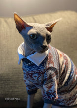 Charger l'image dans la galerie, Chandail long col chemise - Effet tricot bleu et gris
