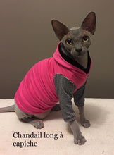 Charger l'image dans la galerie, Chandail long à capuche - Rose et ligné